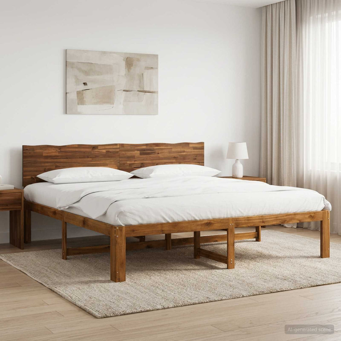 vidaXL Cama doble con cabecero ROSTOCK Natural 193 x 203 cm