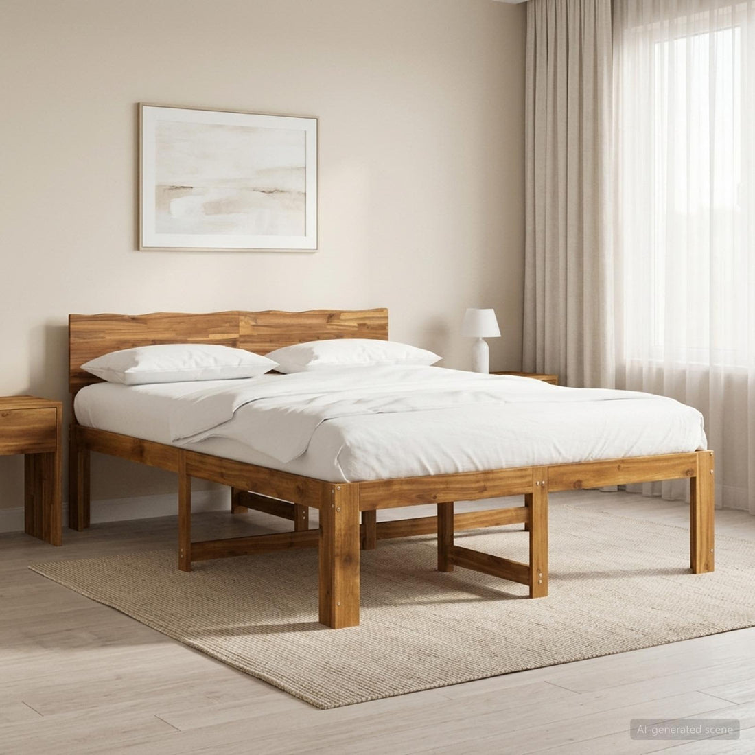 vidaXL Cama doble con cabecero ROSTOCK Natural 152 x 203 cm