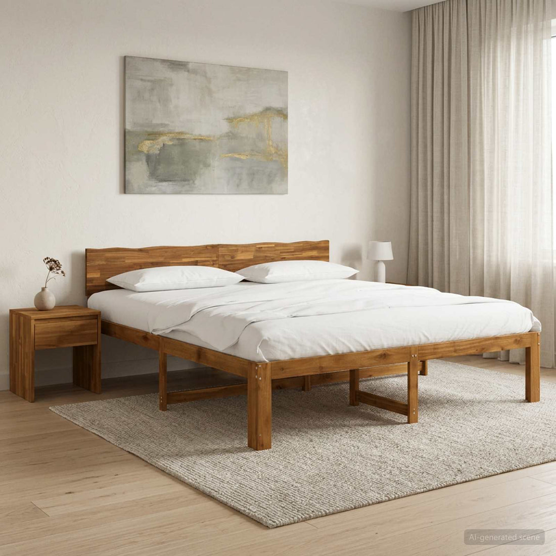 vidaXL Cama doble con cabecero ROSTOCK Natural 193 x 203 cm