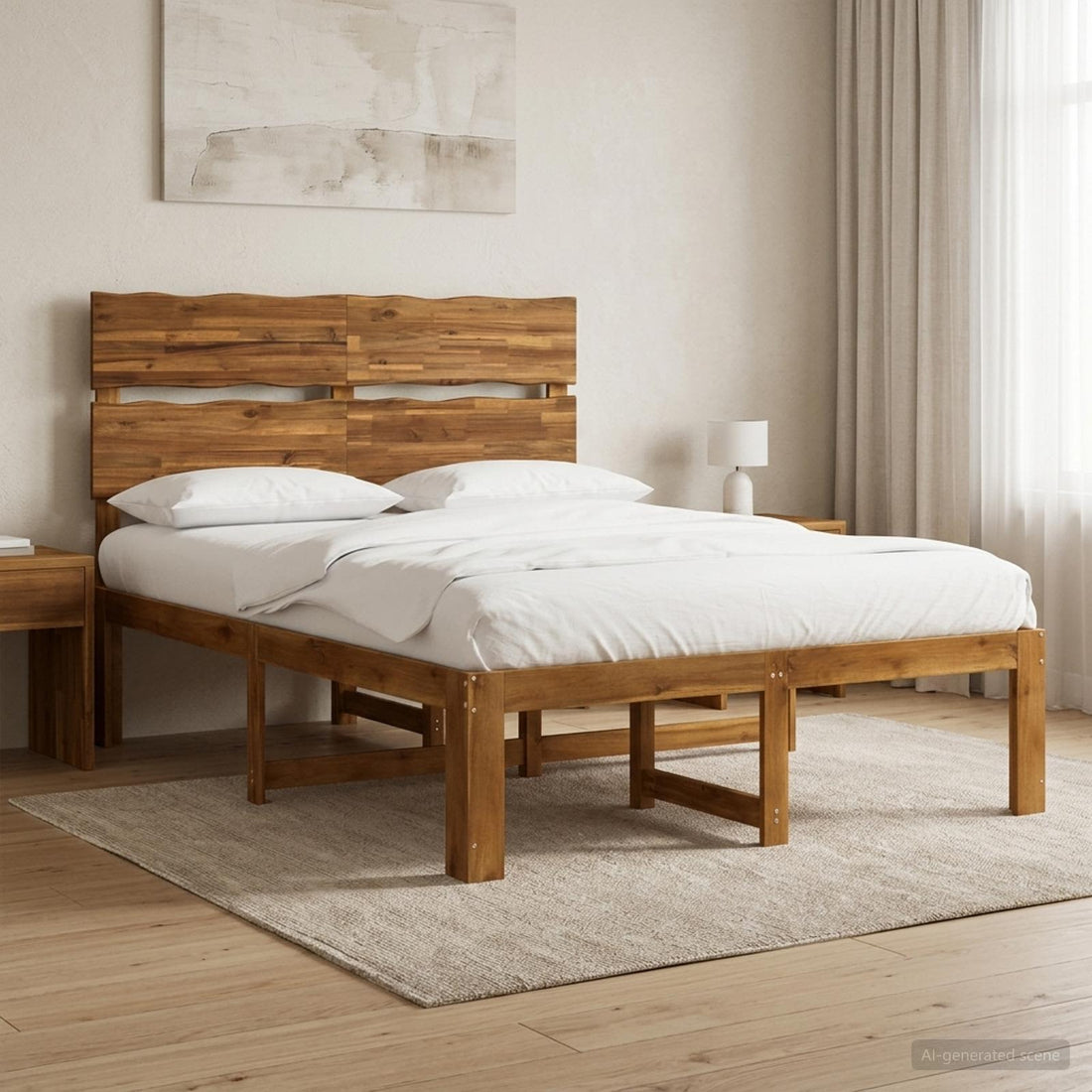 vidaXL Cama doble con cabecero ROSTOCK Natural 137 x 190 cm