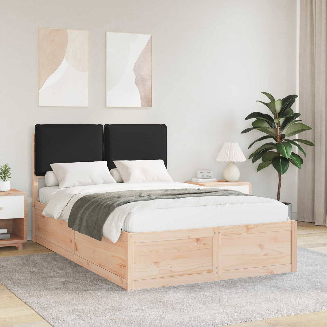 vidaXL Estructura de Cama con Cabecera Tapizada Negro 120 x 200 cm