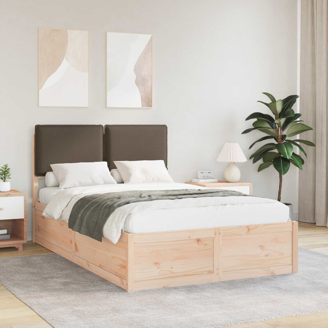 vidaXL Estructura de Cama con Cabecera Tapizada Taupé 120 x 190 cm