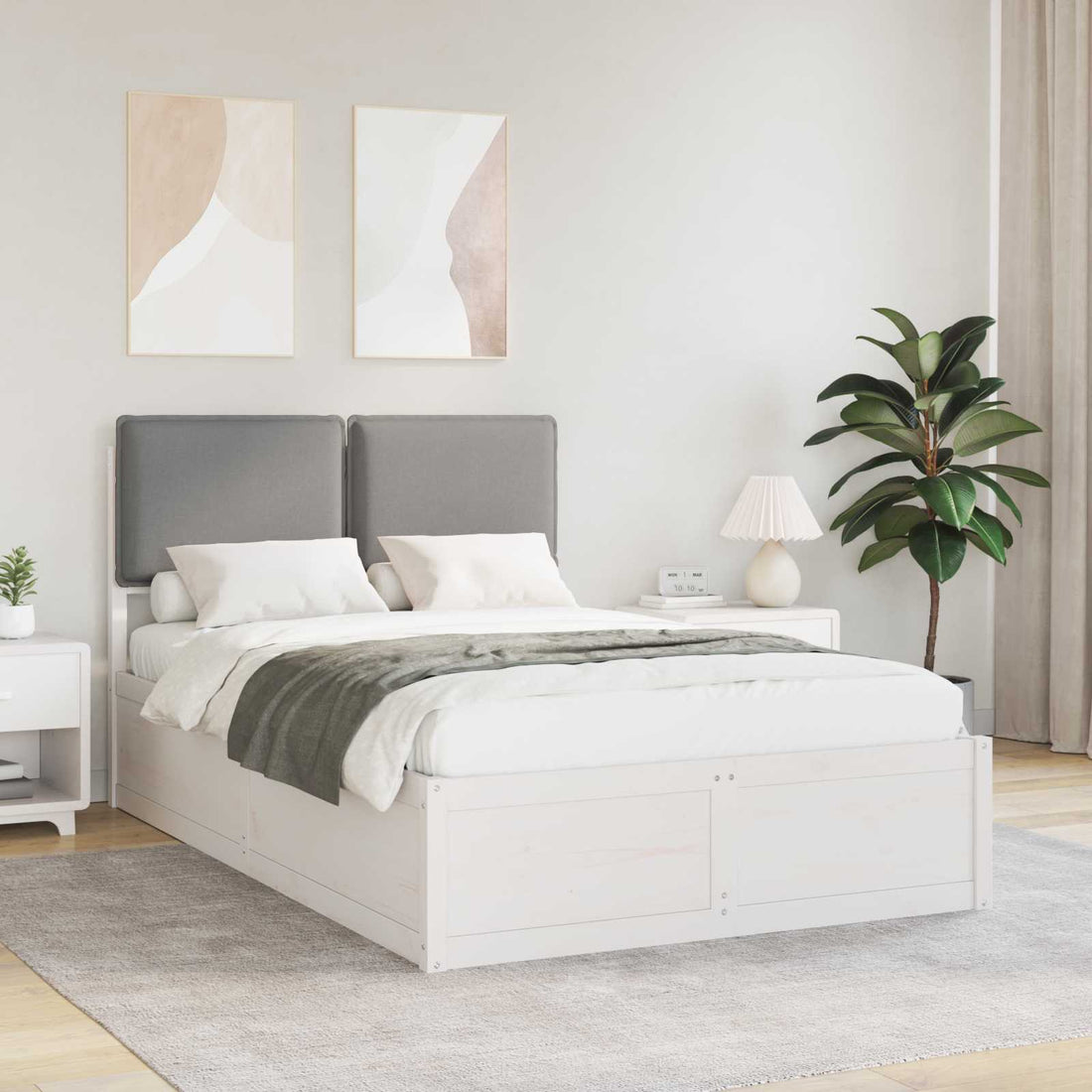 vidaXL Estructura de Cama con Cabecera Tapizada Gris Claro