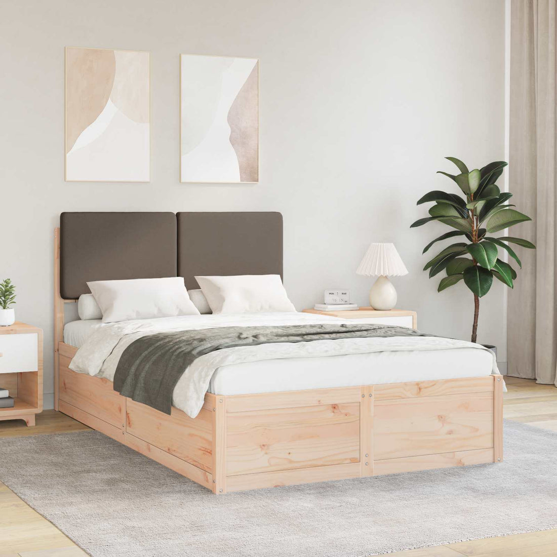 vidaXL Estructura de Cama con Cabecera Tapizada Taupé 120 x 200 cm