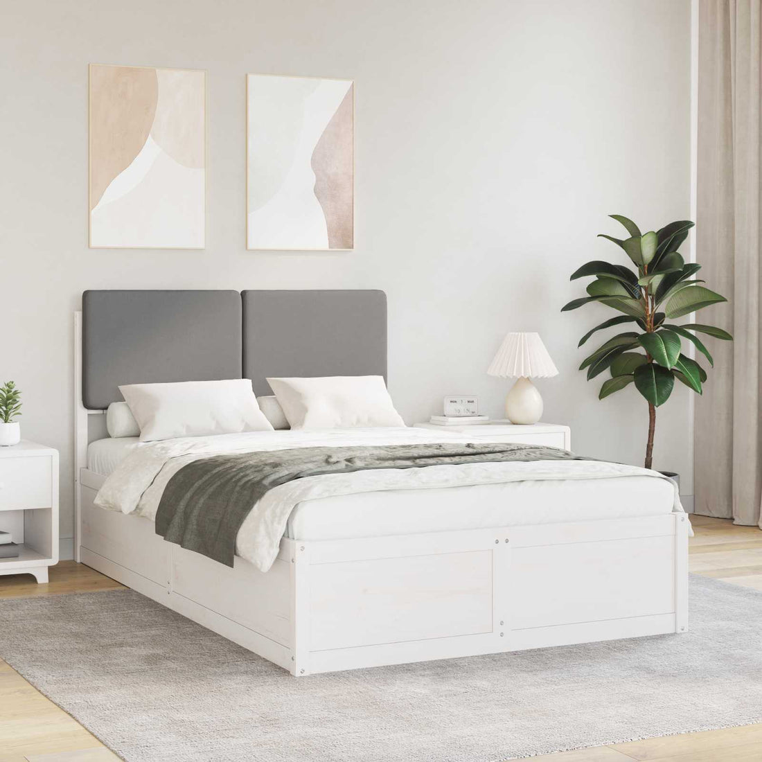 vidaXL Estructura de Cama con Cabecera Tapizada Gris Claro