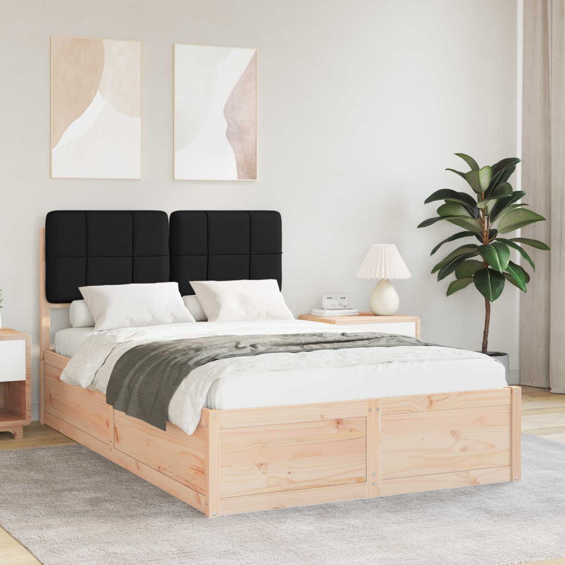vidaXL Estructura de Cama con Cabecera Tapizada Negro 120 x 200 cm