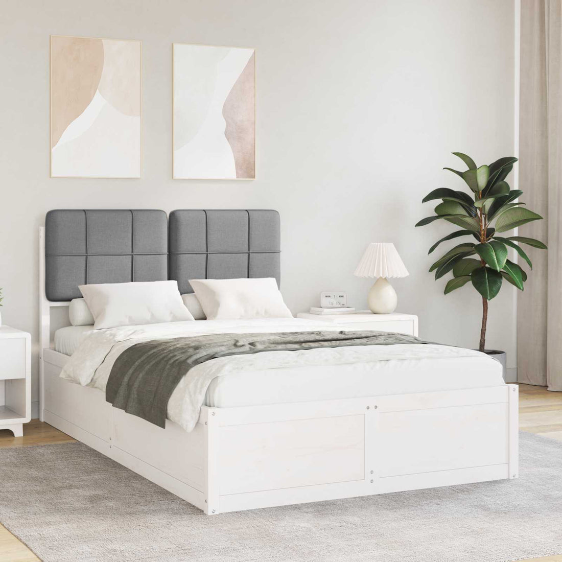 vidaXL Estructura de Cama con Cabecera Tapizada Gris Claro