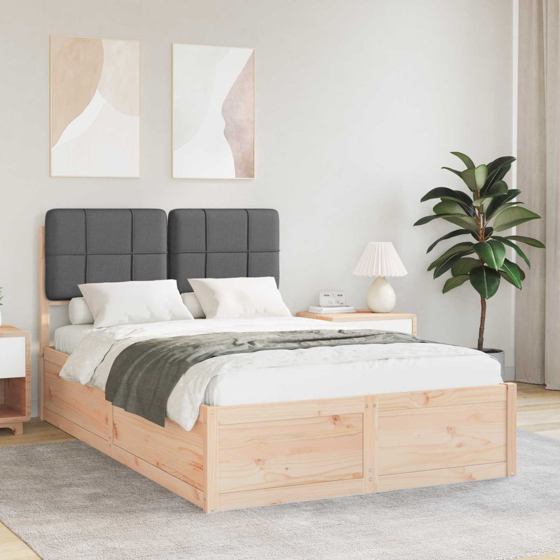 vidaXL Estructura de Cama con Cabecera Tapizada Gris oscuro
