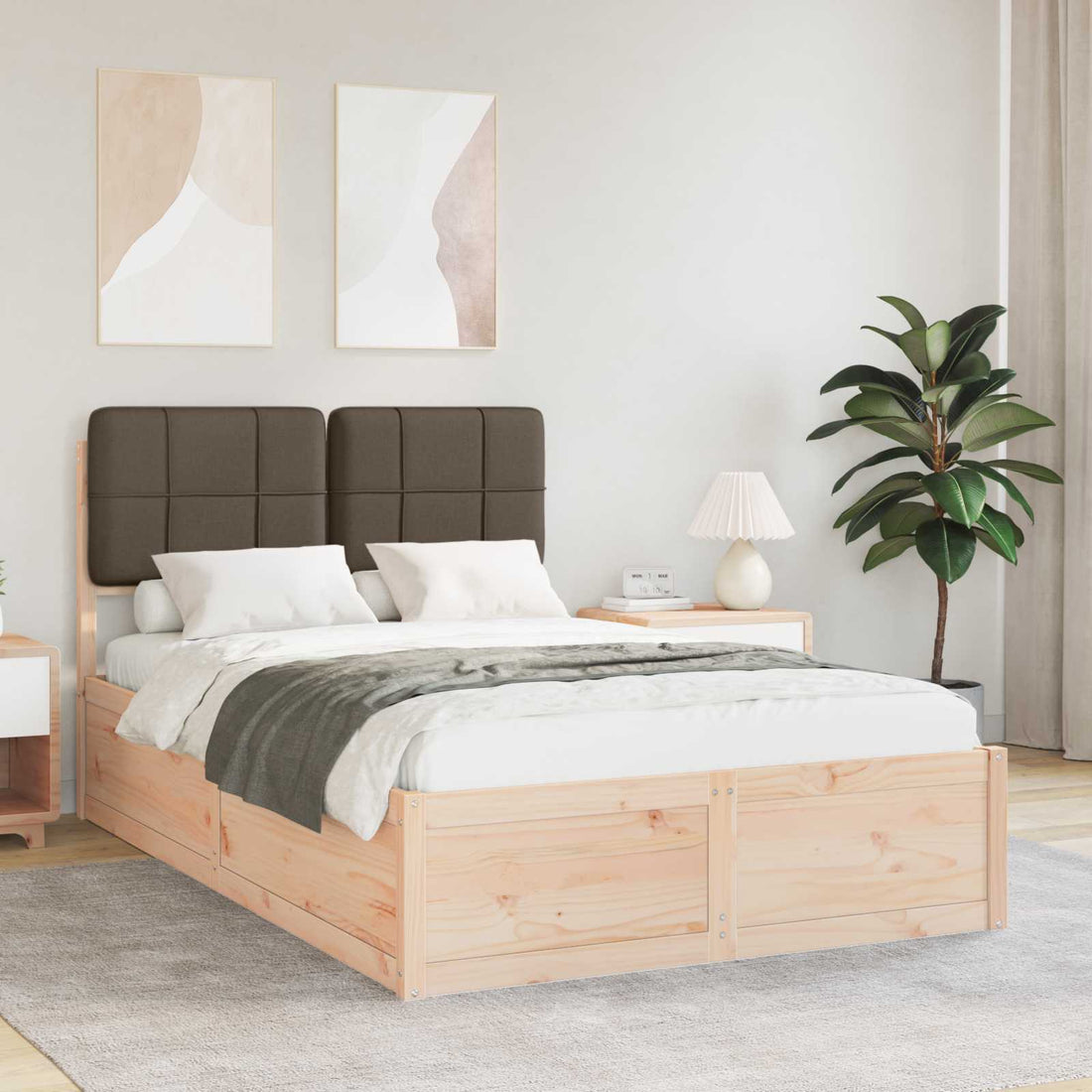 vidaXL Estructura de Cama con Cabecera Tapizada Taupé 120 x 190 cm