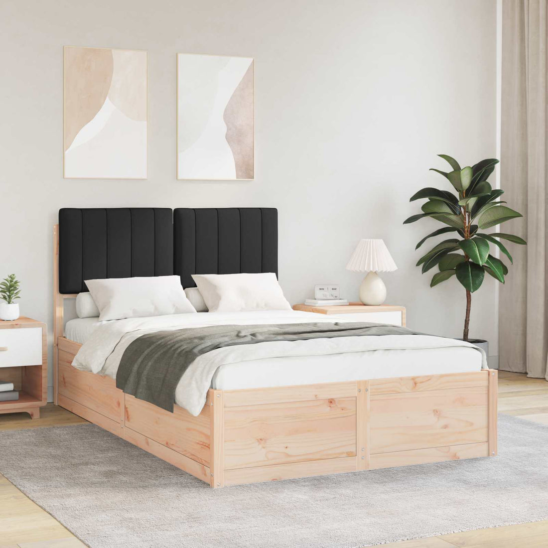 vidaXL Estructura de Cama con Cabecera Tapizada Negro 120 x 200 cm