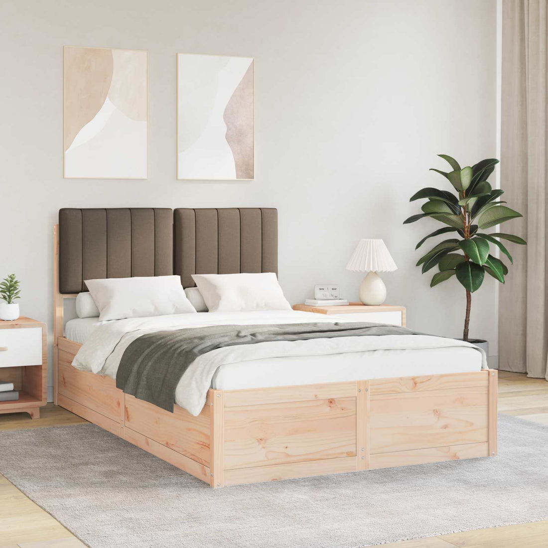 vidaXL Estructura de Cama con Cabecera Tapizada Taupé 120 x 200 cm