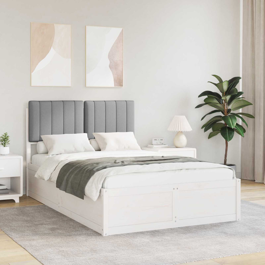 vidaXL Estructura de Cama con Cabecera Tapizada Gris Claro