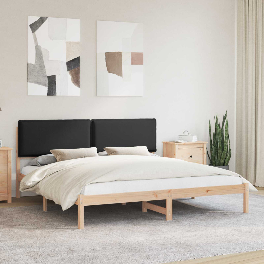 vidaXL Estructura de Cama con Cabecera Tapizada Negro 200 x 200 cm