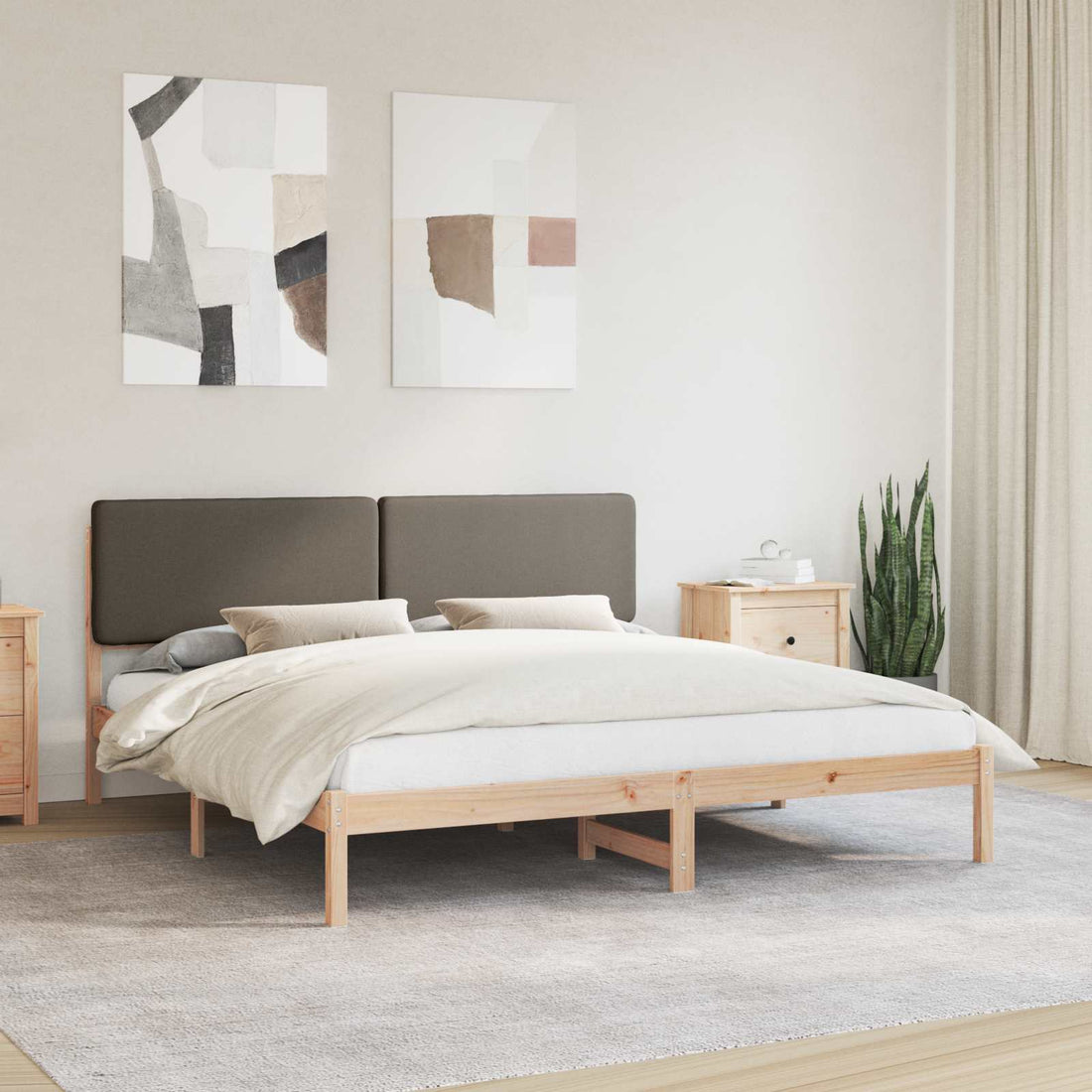 vidaXL Estructura de Cama con Cabecera Tapizada Taupé 200 x 200 cm
