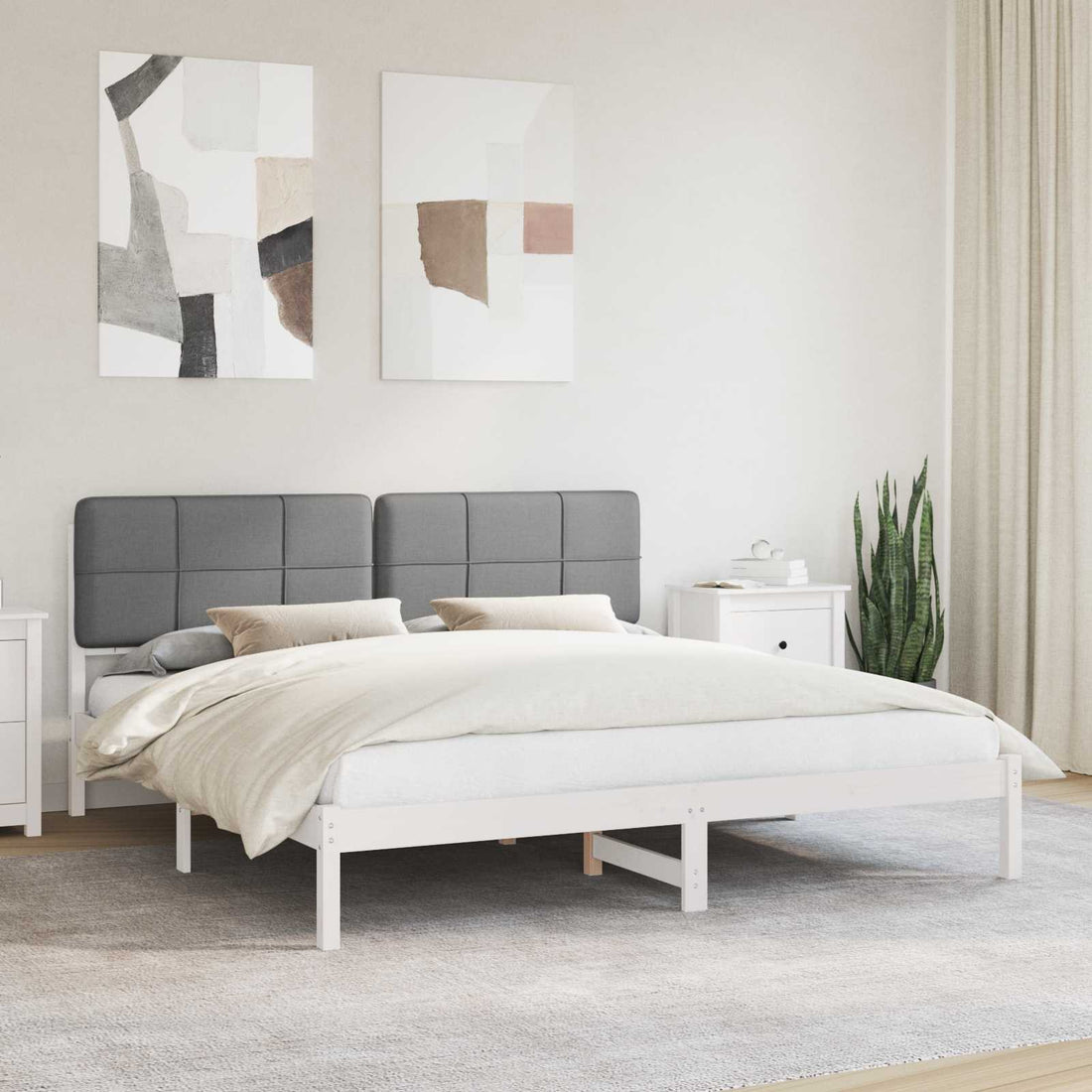 vidaXL Estructura de Cama con Cabecera Tapizada Gris oscuro