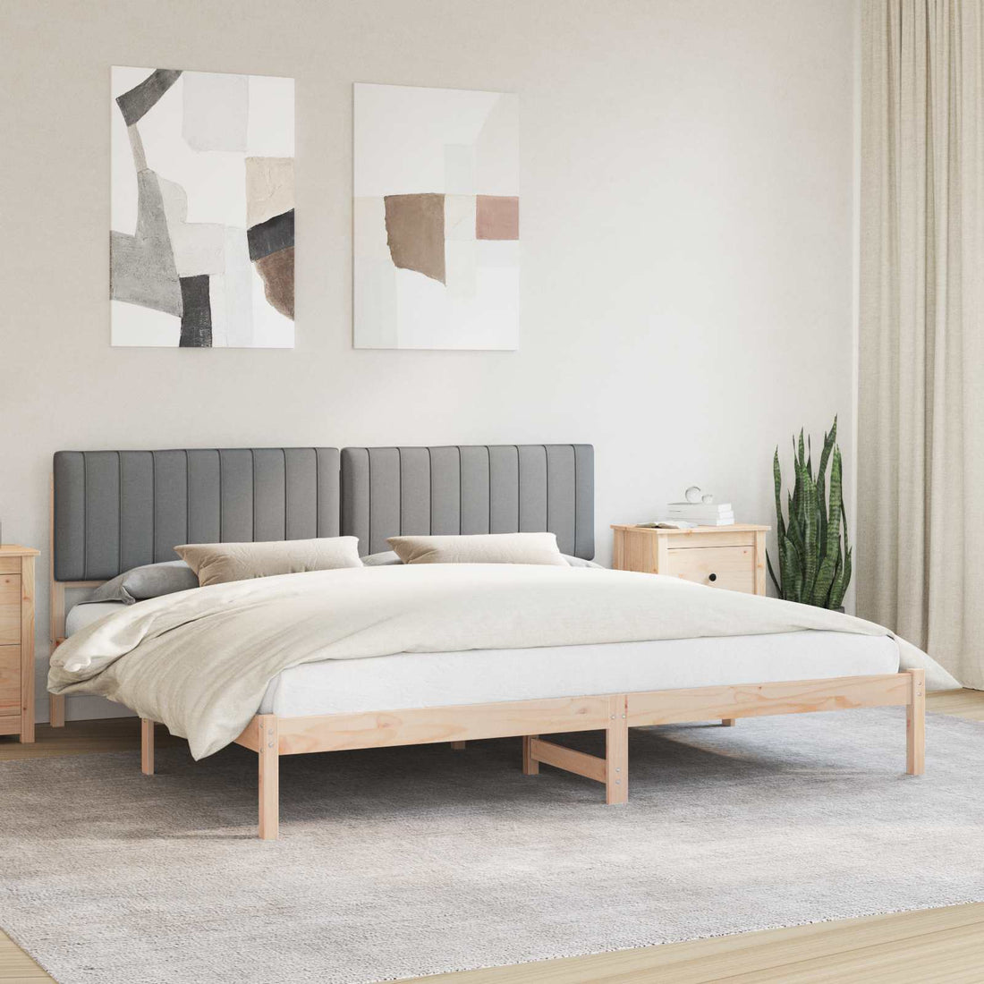 vidaXL Estructura de Cama con Cabecera Tapizada Gris Claro