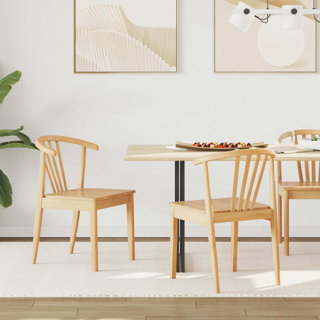 vidaXL Silla de comedor 2 uds. Madera de caucho sólida Natural