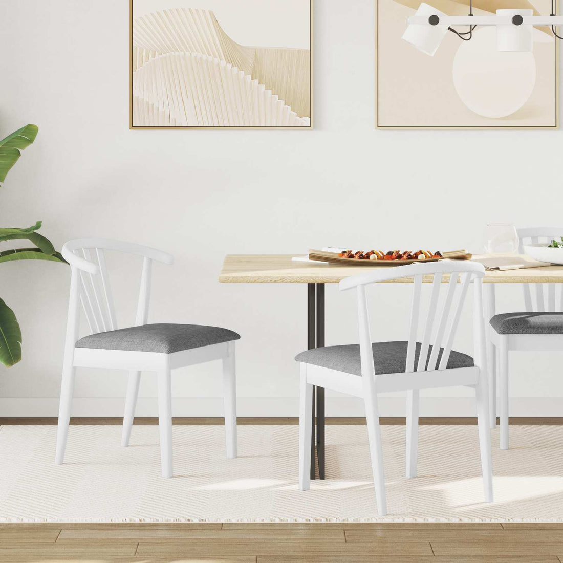 vidaXL Silla de comedor 2 uds. Madera de caucho sólida y gris