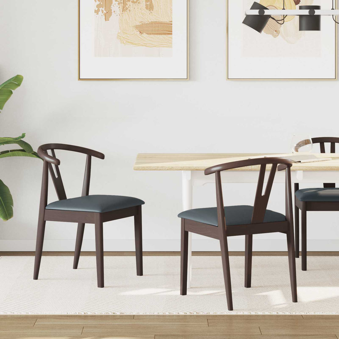 vidaXL Silla de comedor 2 uds. Madera de Caucho Sólido