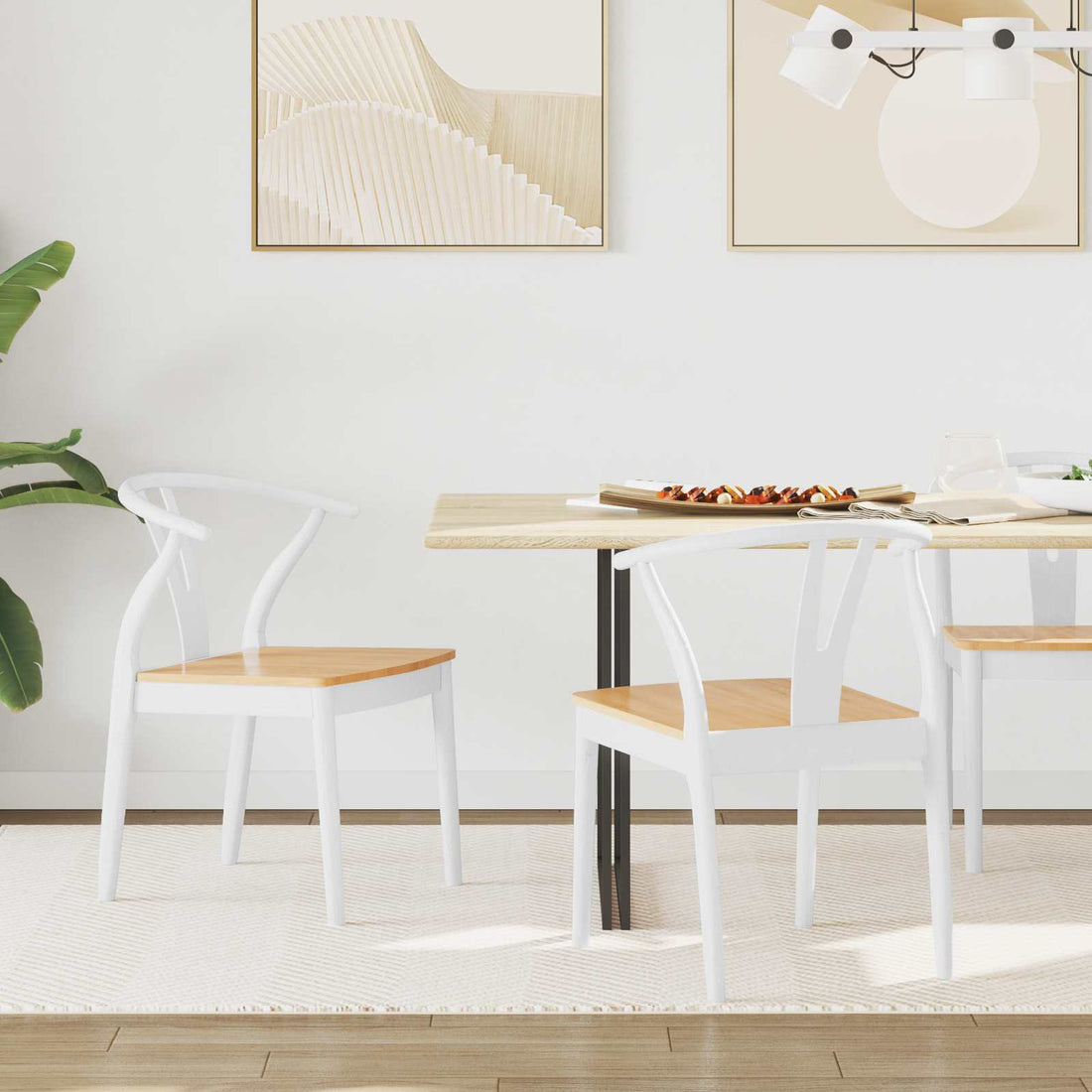 vidaXL Silla de comedor 2 uds. Madera de Caucho Sólido y Natural