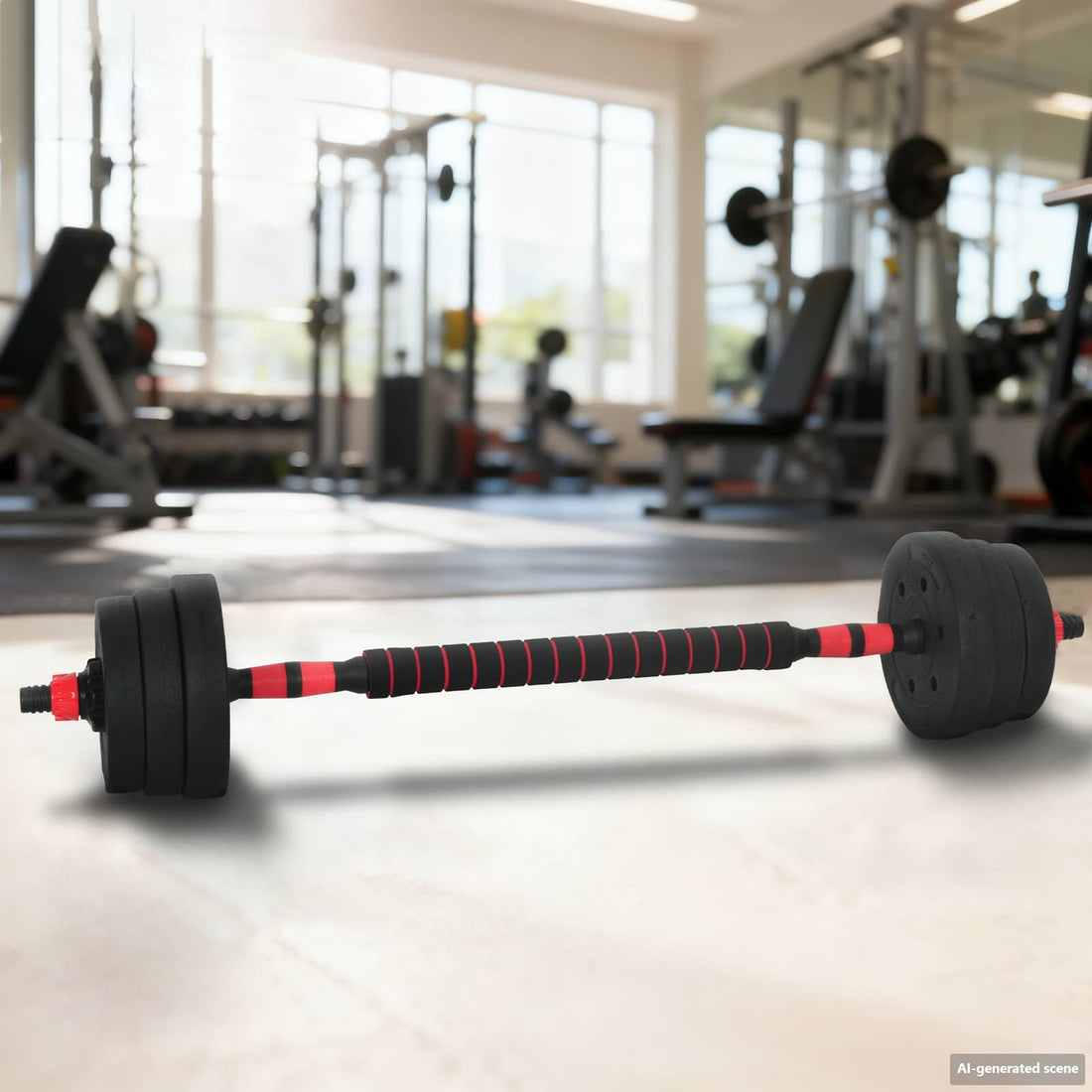 vidaXL Set de Mancuernas y Barra de 2 en 1 20 kg Negro y rojo