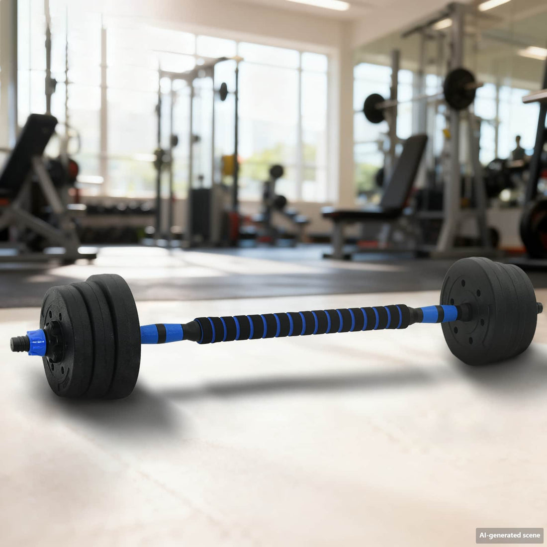 vidaXL Set de Mancuernas y Barra de 2 en 1 20 kg Negro y azul