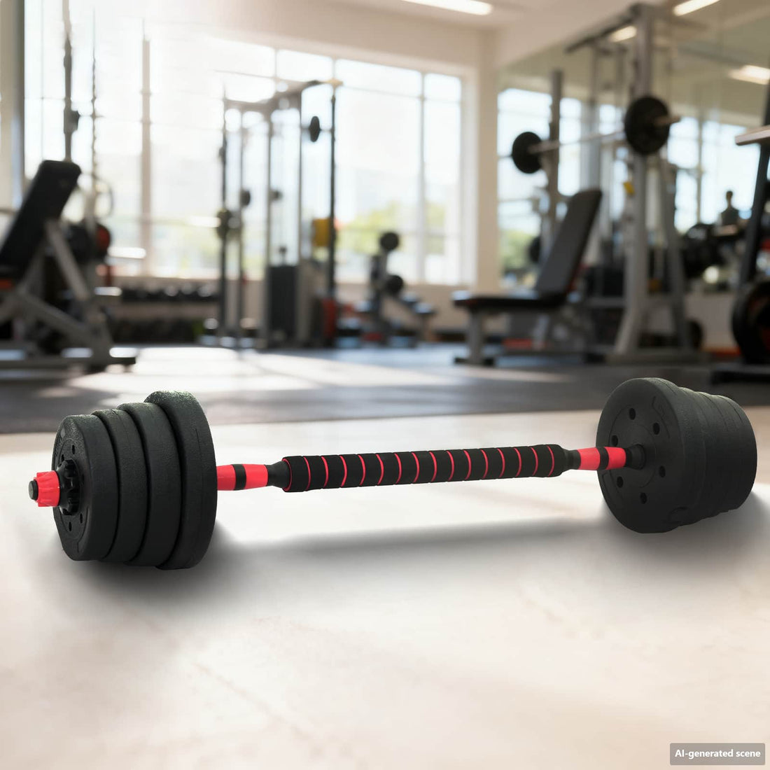 vidaXL Set de Mancuernas y Barra de 2 en 1 30 kg Negro y rojo