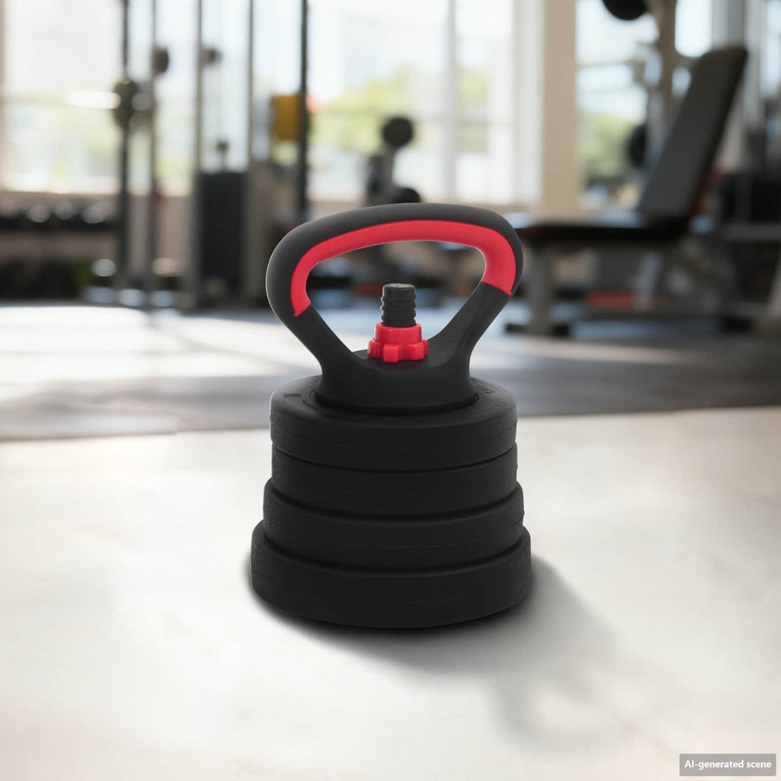 vidaXL Set de Mancuernas, Barra y Kettlebell 4 en 1 20 kg Negro y rojo