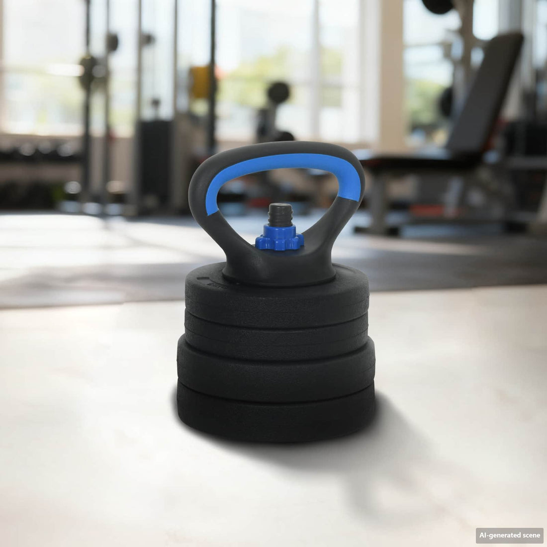 vidaXL Set de Mancuernas, Barra y Kettlebell 4 en 1 20 kg Negro y azul