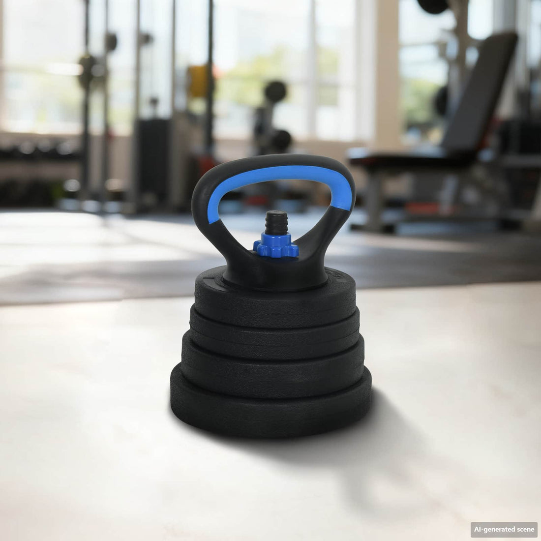 vidaXL Set de Mancuernas, Barra y Kettlebell 4 en 1 30 kg Negro y azul