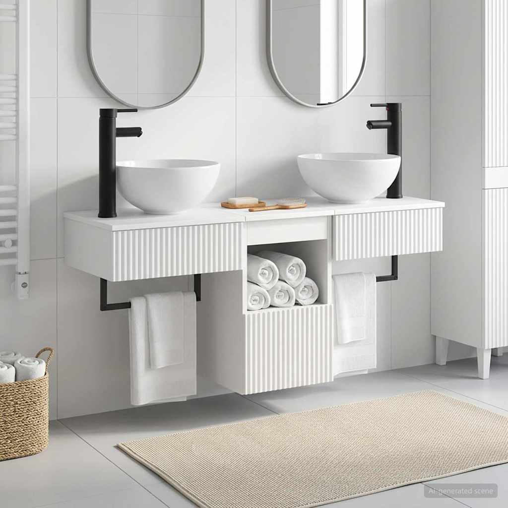vidaXL Juego de muebles de baño 3 uds. Blanco Brillante
