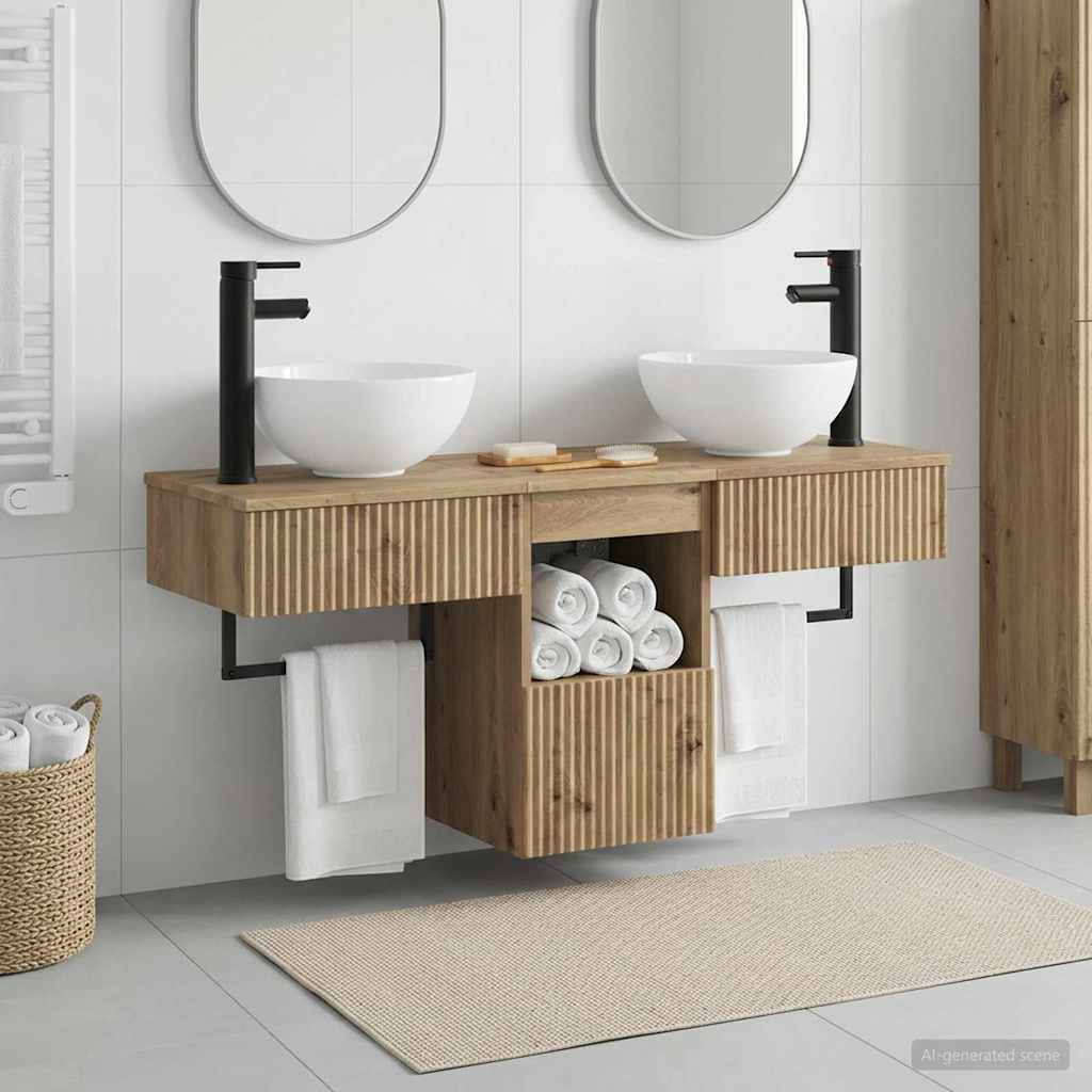 vidaXL Juego de muebles de baño 3 uds. Roble artisan