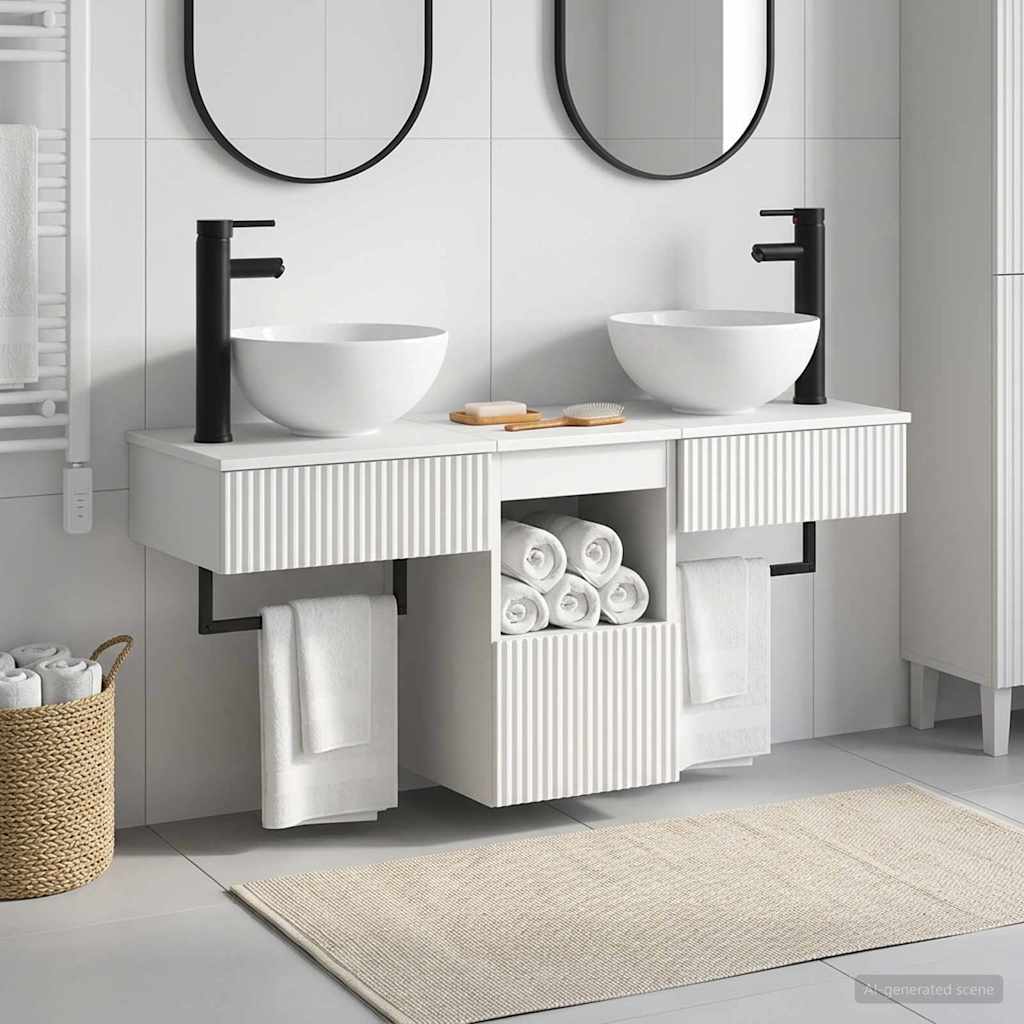 vidaXL Juego de muebles de baño 3 uds. Blanco Madera de ingeniería