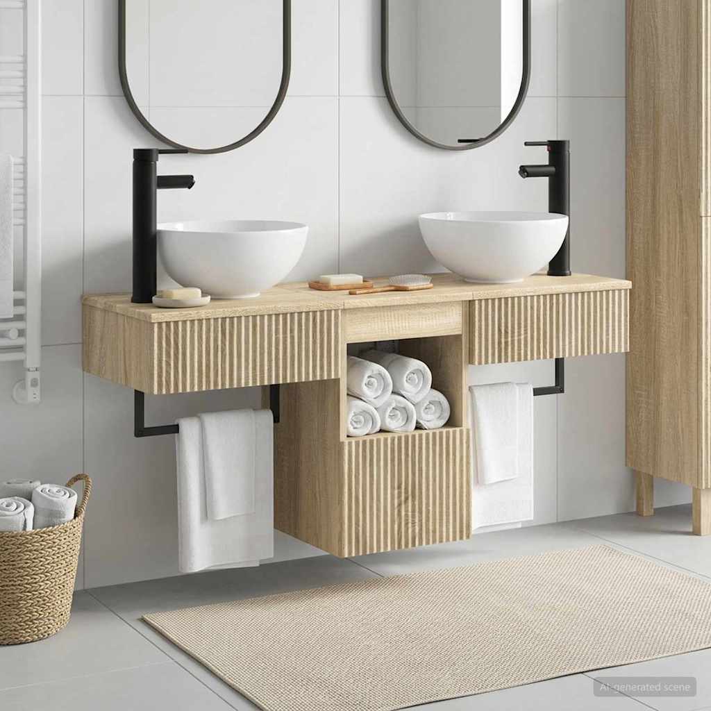 vidaXL Juego de muebles de baño 3 uds. Roble Sonoma