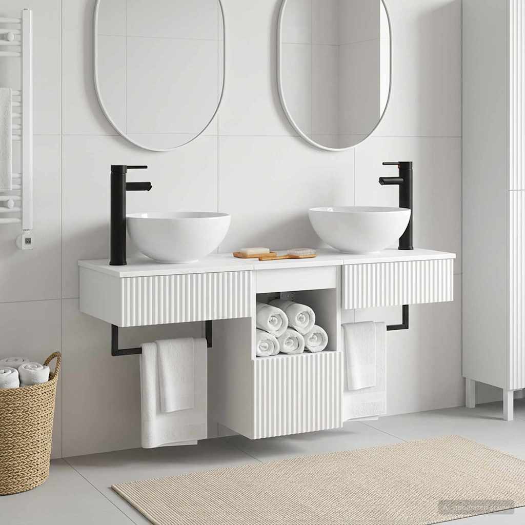 vidaXL Juego de muebles de baño 3 uds. Blanco Brillante