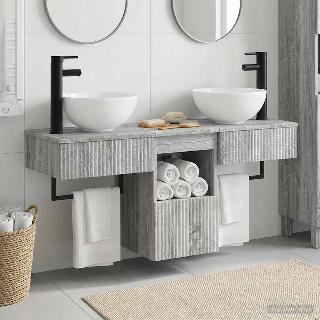 vidaXL Juego de muebles de baño 3 uds. Sonoma gris