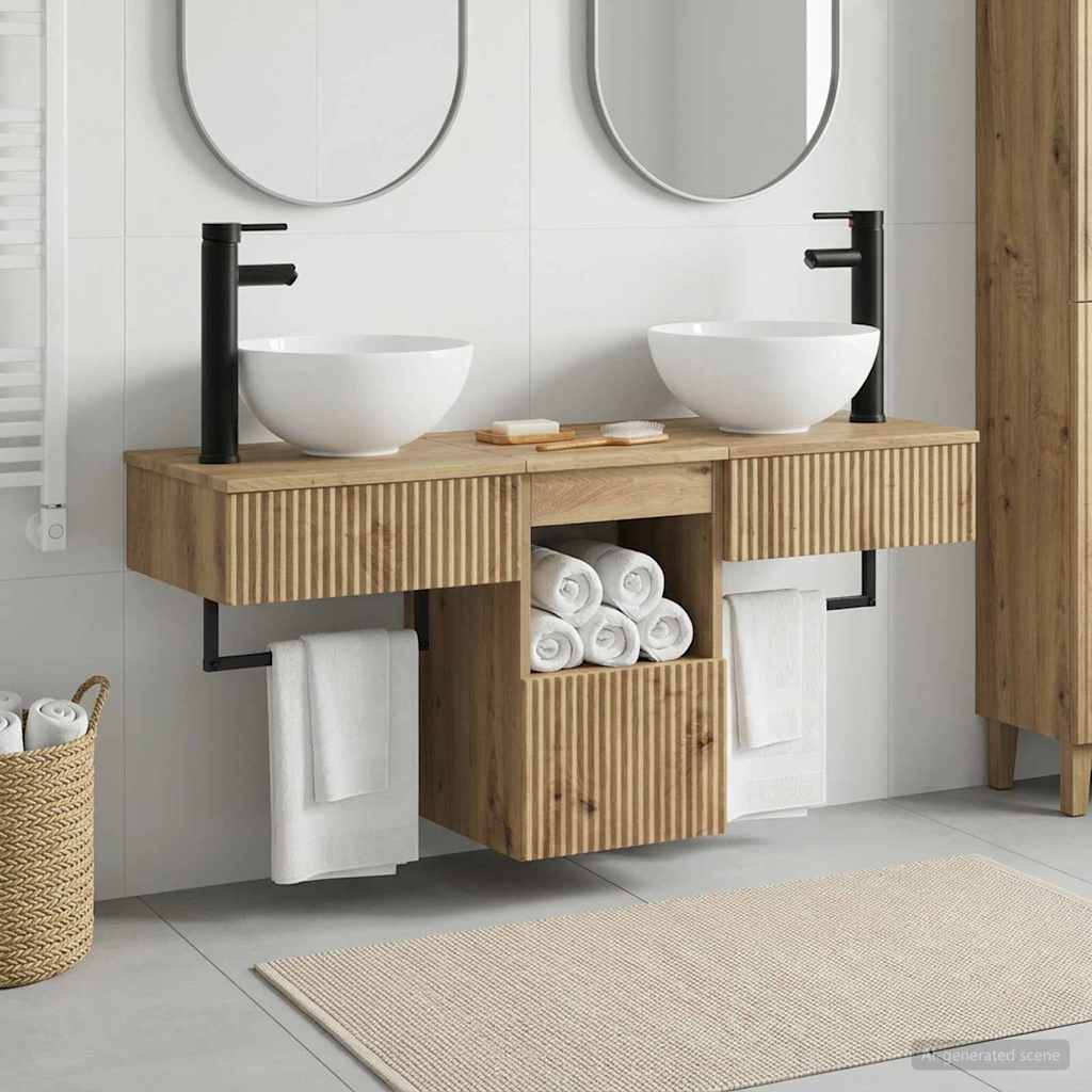 vidaXL Juego de muebles de baño 3 uds. Roble artisan