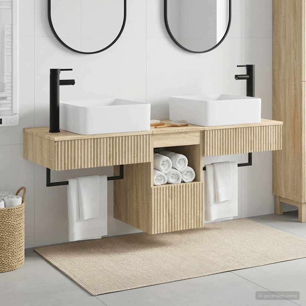 vidaXL Juego de muebles de baño 3 uds. Roble Sonoma
