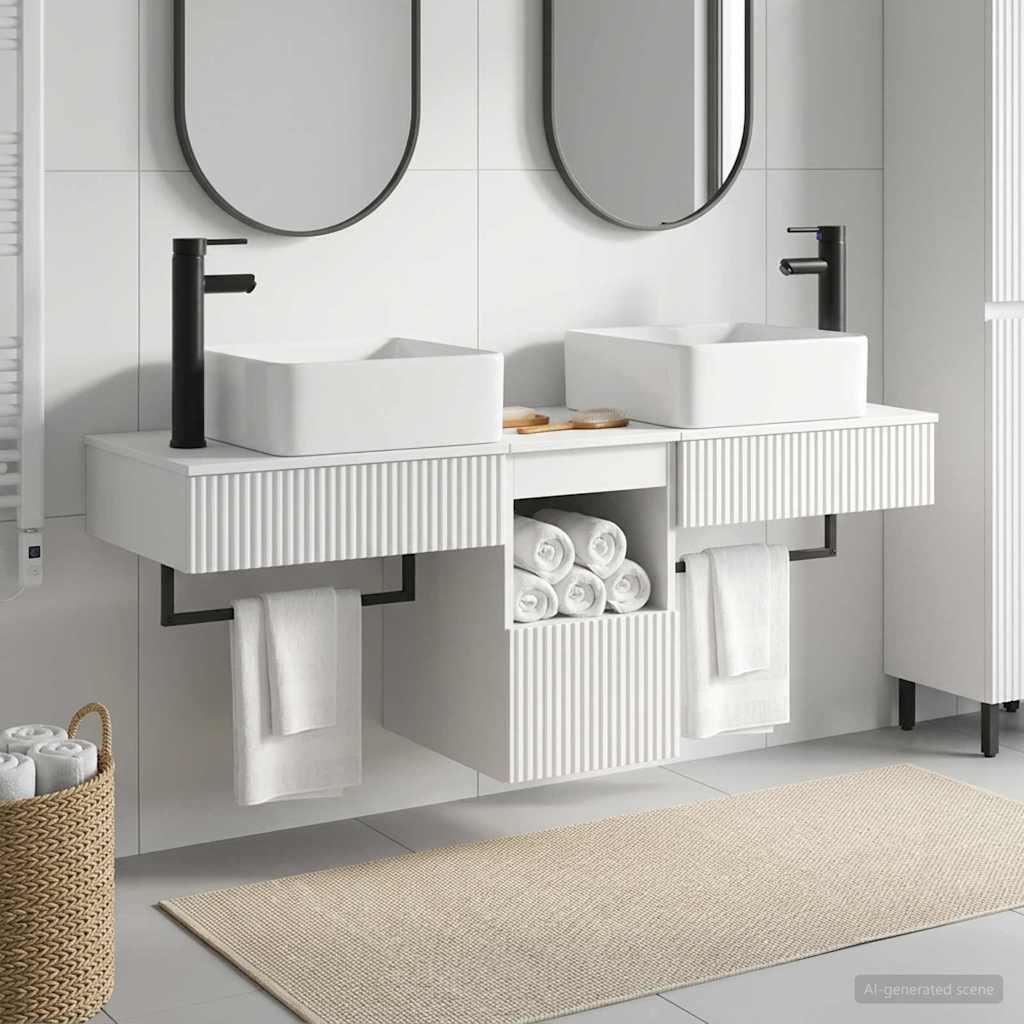 vidaXL Juego de muebles de baño 3 uds. Blanco Brillante