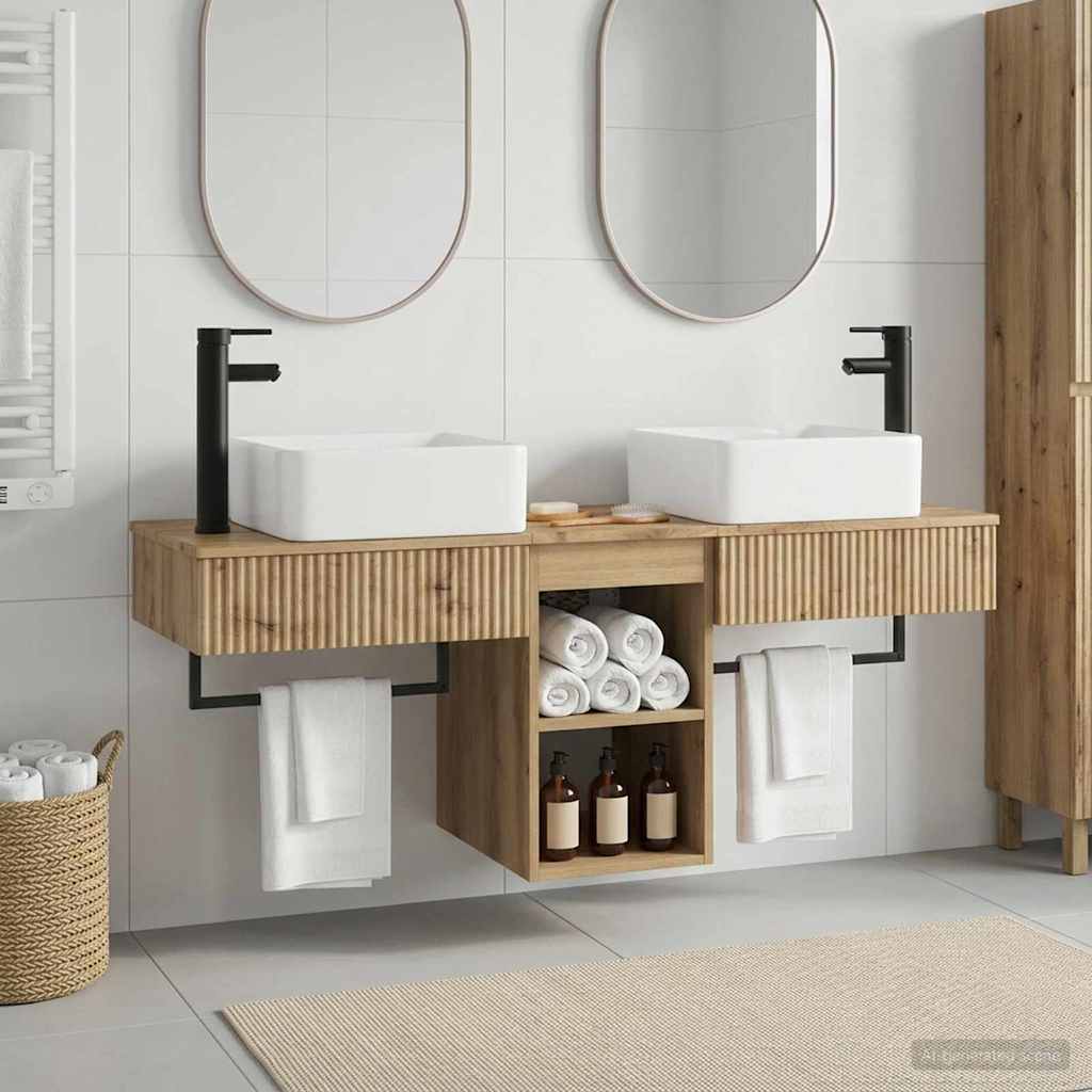 vidaXL Juego de muebles de baño 3 uds. Roble artisan