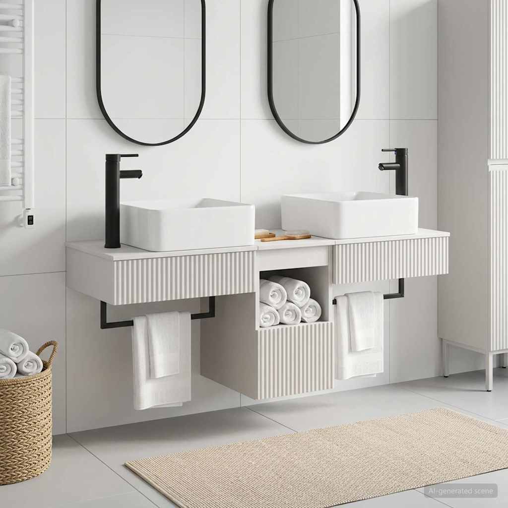 vidaXL Juego de Muebles de Baño 3 uds. Blanco 136 x 35 x 80 cm