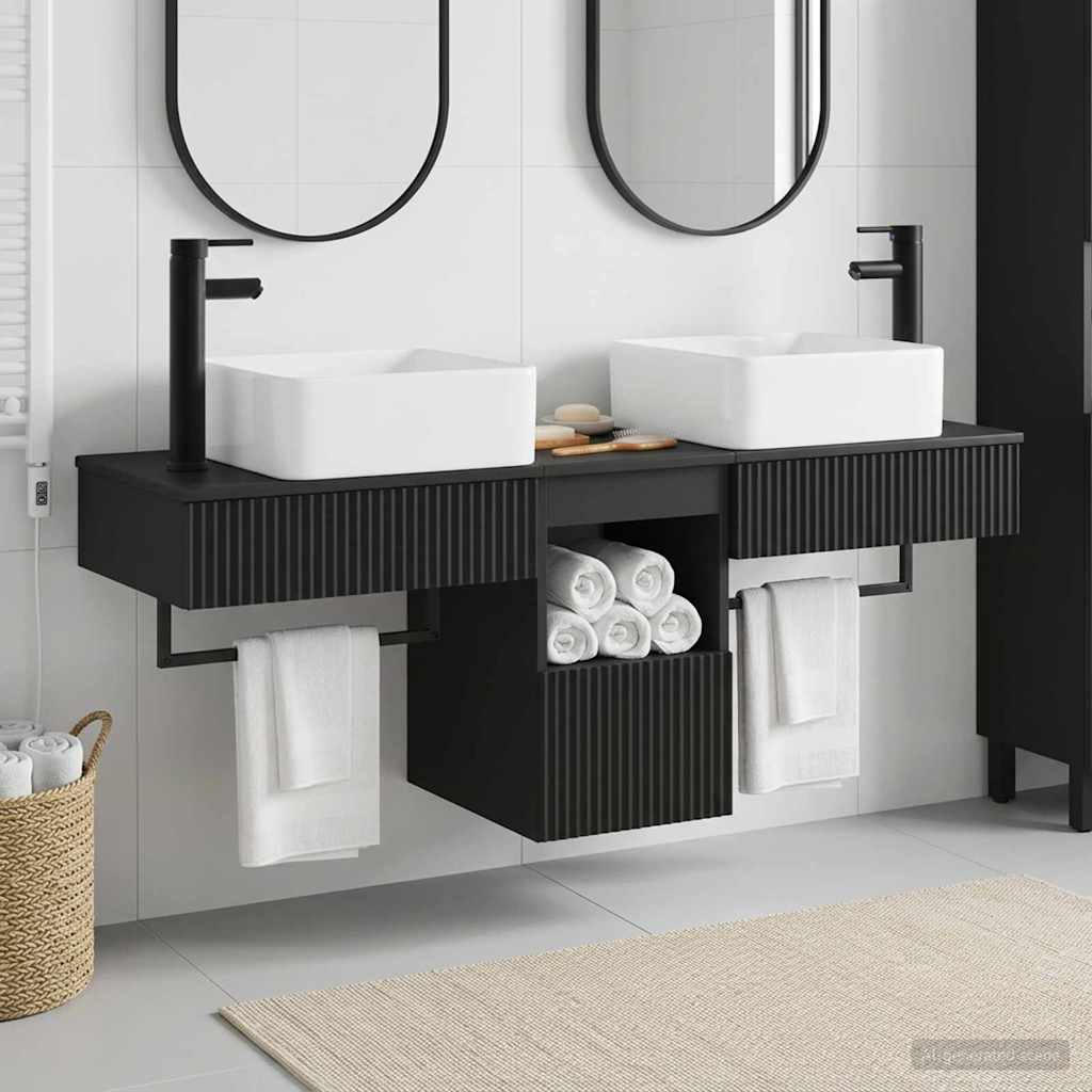 vidaXL Juego de Muebles de Baño 3 uds. Negro 136 x 35 x 80 cm