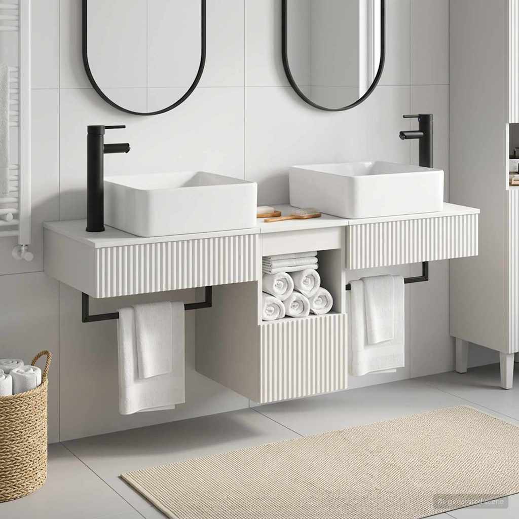 vidaXL Juego de Muebles de Baño 3 uds. Blanco Brillante