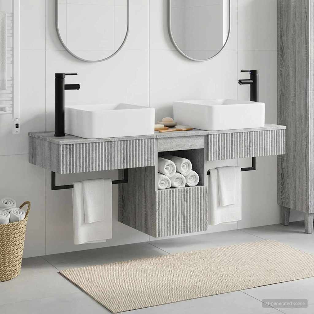 vidaXL Juego de Muebles de Baño 3 uds. Sonoma gris 53 x 35 x 39 cm