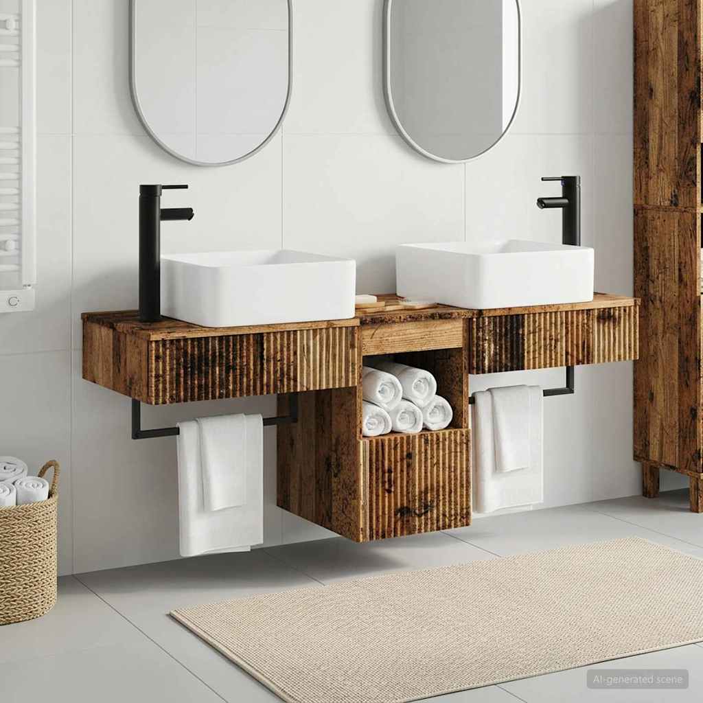 vidaXL Juego de Muebles de Baño 3 uds. Madera envejecida