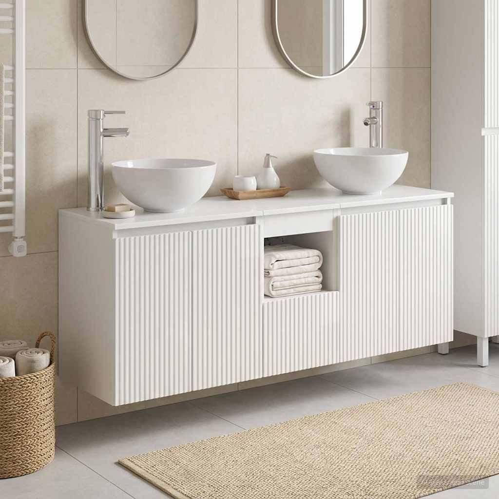 vidaXL Juego de Muebles de Baño 3 uds. Blanco Brillante