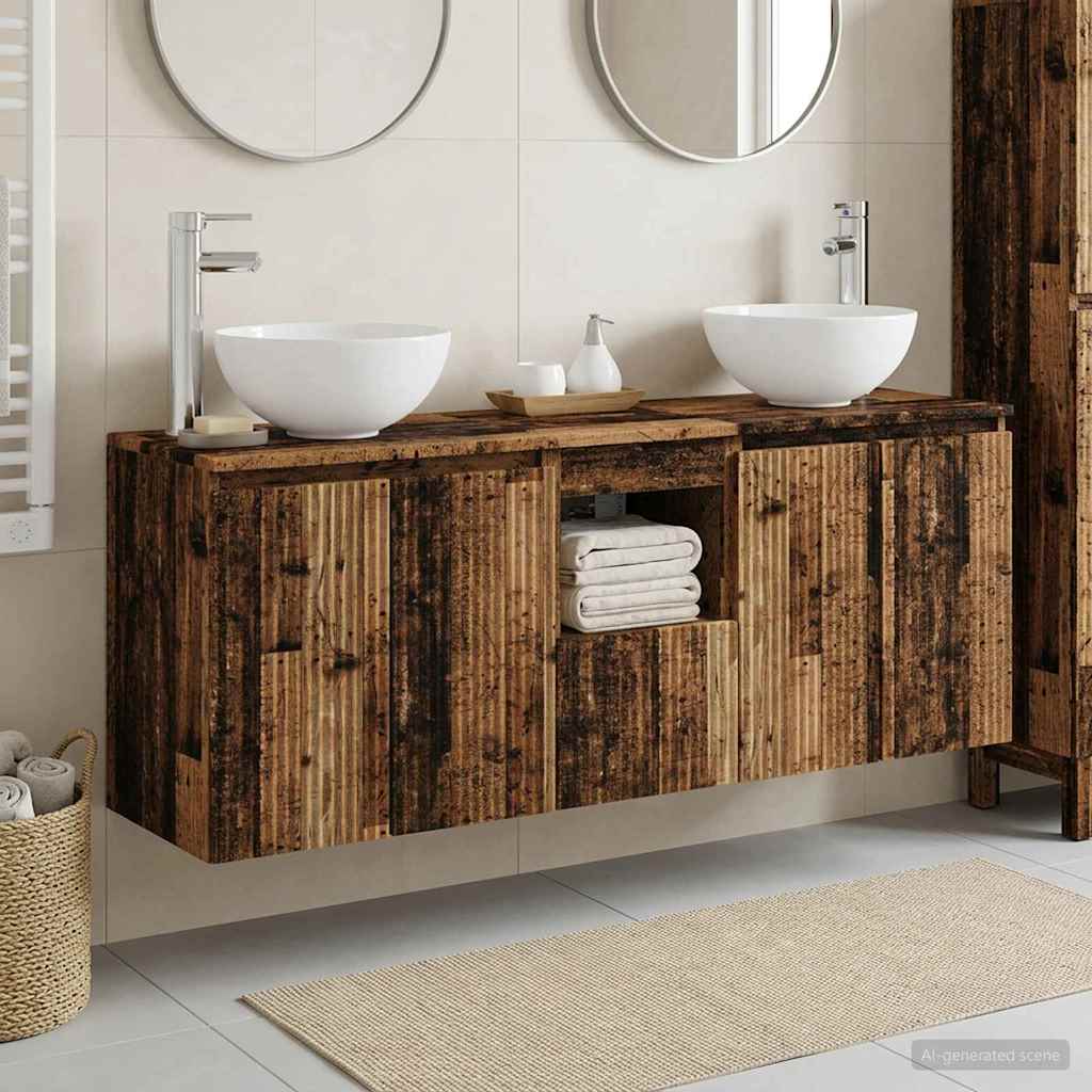 vidaXL Juego de Muebles de Baño 3 uds. Madera envejecida