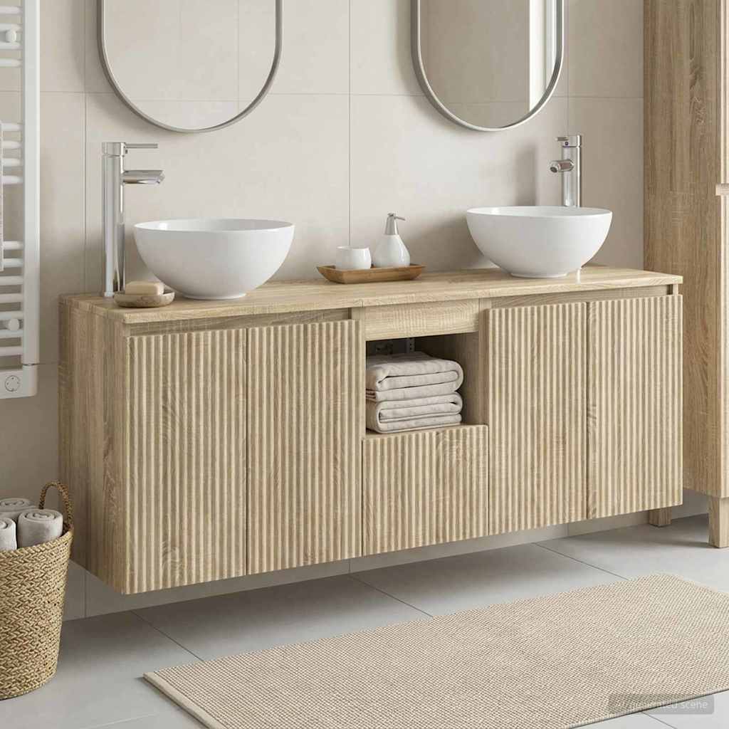 vidaXL Juego de Muebles de Baño 3 uds. Roble Sonoma 129 x 41 x 80 cm