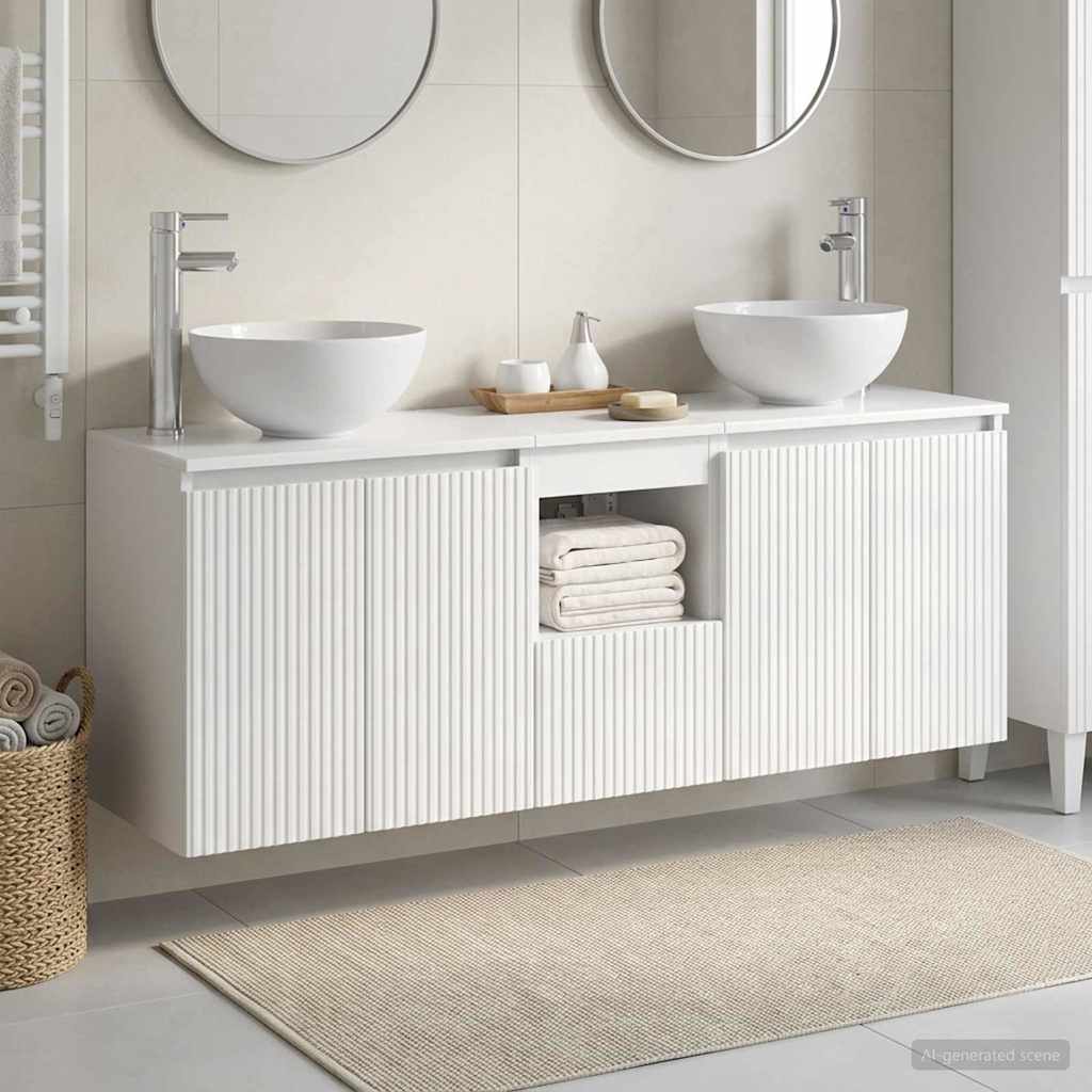 vidaXL Juego de Muebles de Baño 3 uds. Blanco Brillante