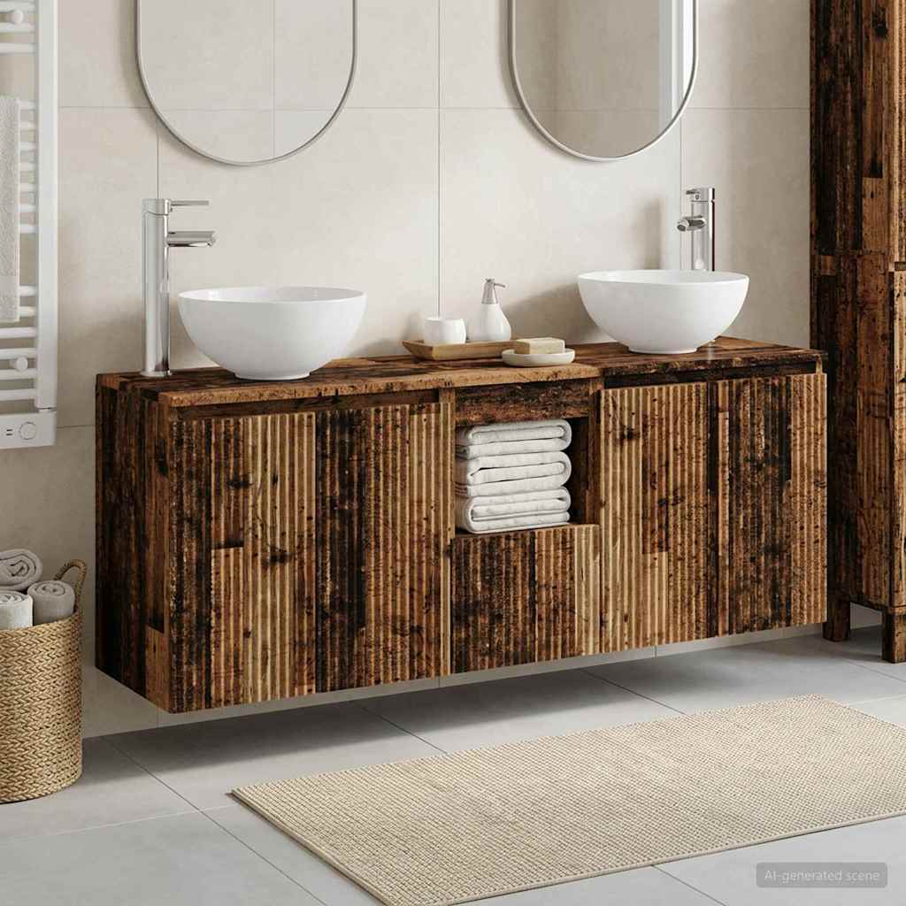 vidaXL Juego de Muebles de Baño 3 uds. Madera envejecida